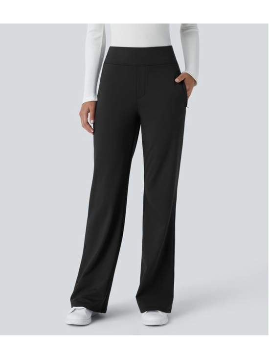 HALARA Pants - Halara Flex Daystretch Mid Rise Zipper Pocket Flare Work Pants Black Size Med